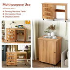 Table de couture pliante Costway avec rangements et roulettes pour la maison