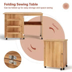 Table de couture pliante Costway avec rangements et roulettes pour la maison
