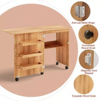 Table de couture pliante Costway avec rangements et roulettes pour la maison