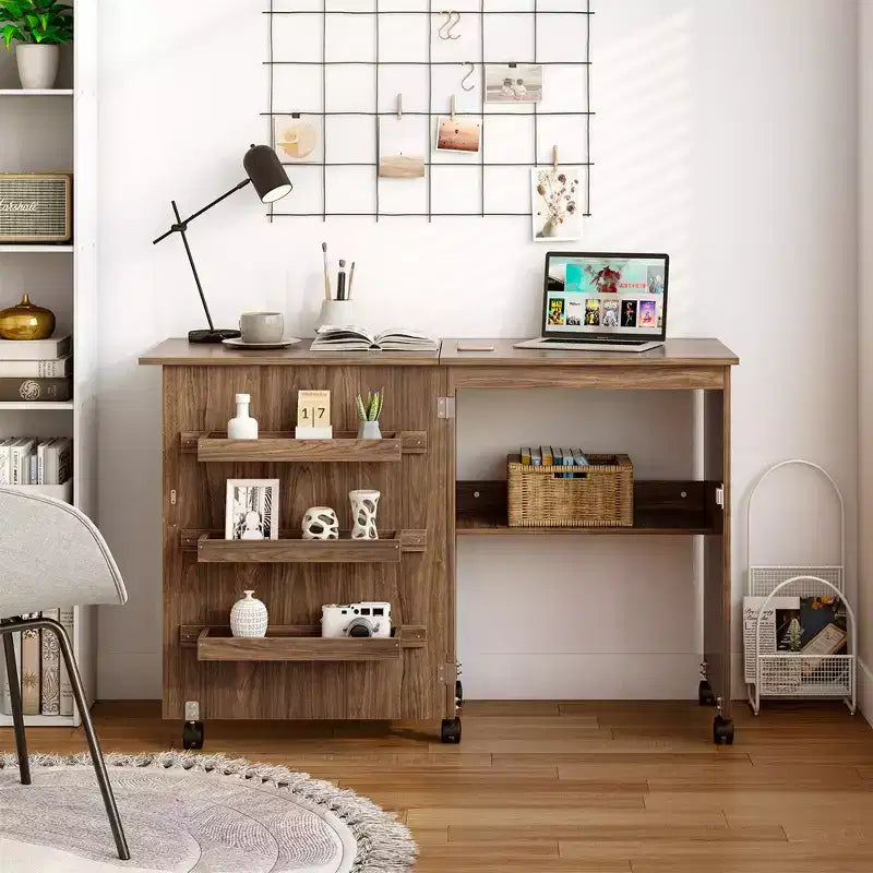 Table de couture pliante Costway avec rangements et roulettes pour la maison