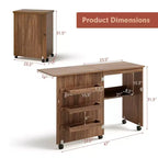 Table de couture pliante Costway avec rangements et roulettes pour la maison