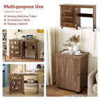 Table de couture pliante Costway avec rangements et roulettes pour la maison