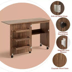 Table de couture pliante Costway avec rangements et roulettes pour la maison