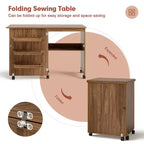 Table de couture pliante Costway avec rangements et roulettes pour la maison
