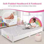 Lit plateforme capitonné Costway pour enfants, taille double, en bois, motif licorne