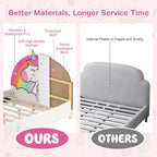 Lit plateforme capitonné Costway pour enfants, taille double, en bois, motif licorne