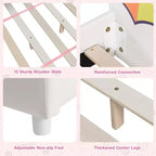 Lit plateforme capitonné Costway pour enfants, taille double, en bois, motif licorne