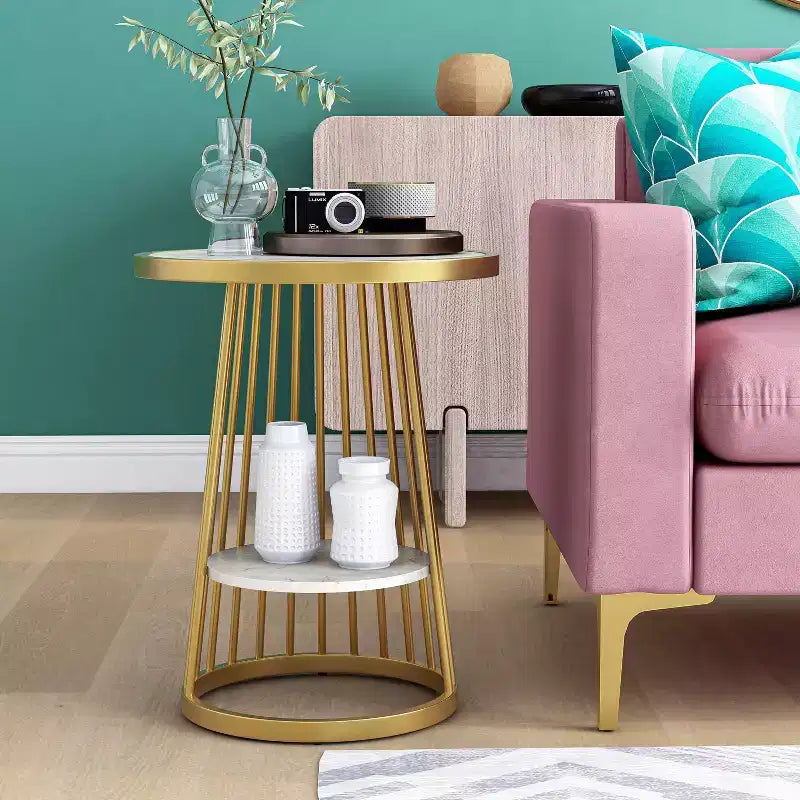 24/7 Shop At Home Table d'appoint ronde moderne Tinful