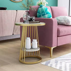 24/7 Shop At Home Table d'appoint ronde moderne Tinful