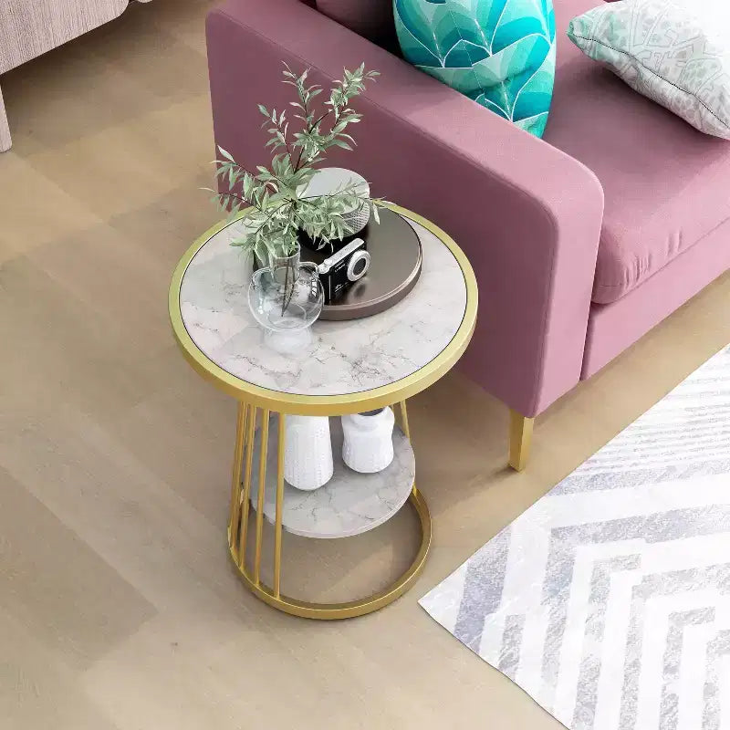 24/7 Shop At Home Table d'appoint ronde moderne Tinful