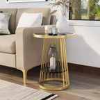 24/7 Shop At Home Table d'appoint ronde moderne Tinful