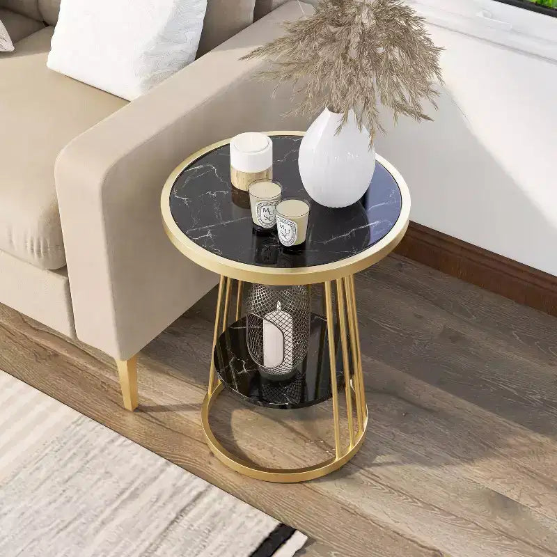 24/7 Shop At Home Table d'appoint ronde moderne Tinful