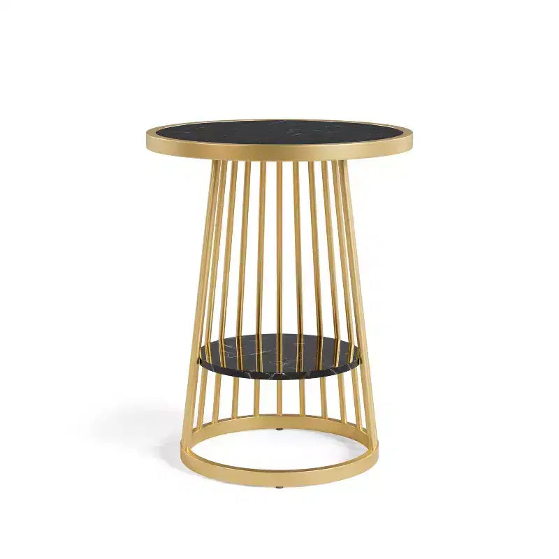 24/7 Shop At Home Table d'appoint ronde moderne Tinful
