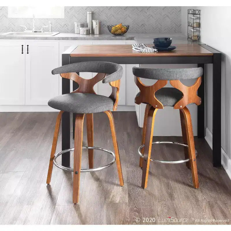 Lot de 2 tabourets de bar rembourrés Gardenia de hauteur comptoir - Lumisource