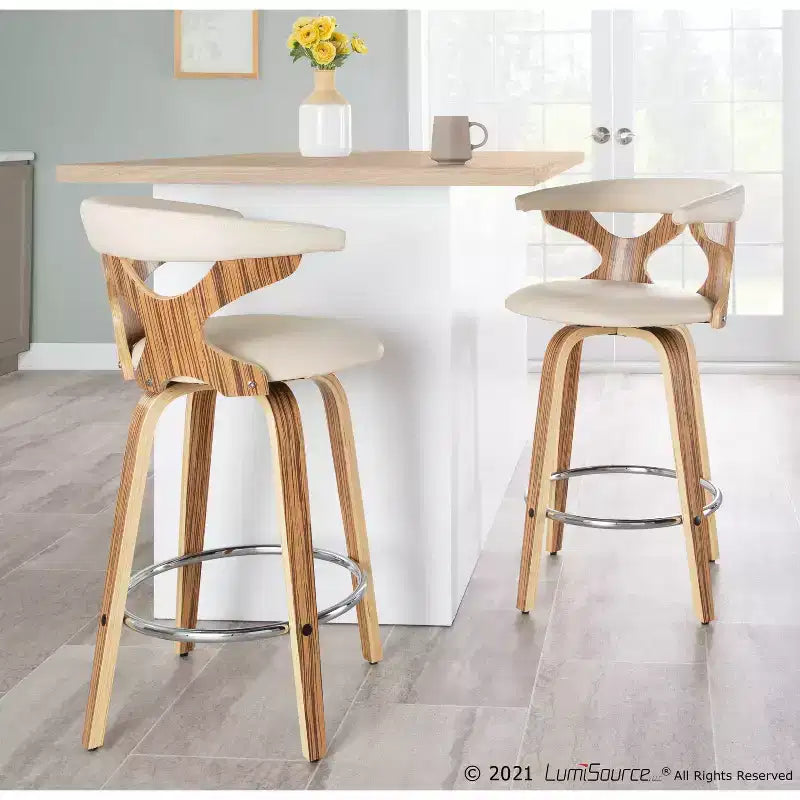 Lot de 2 tabourets de bar rembourrés Gardenia de hauteur comptoir - Lumisource
