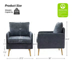 Fauteuil d'appoint rembourré en bois Giovann Fauteuil confortable pour salon et chambre à coucher avec pieds en métal | Karat Home-NAVY