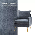 Fauteuil d'appoint rembourré en bois Giovann Fauteuil confortable pour salon et chambre à coucher avec pieds en métal | Karat Home-NAVY