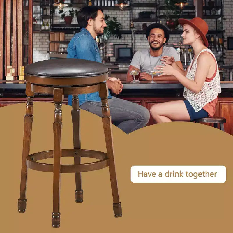 Costway Lot de 4 tabourets de bar pivotants 73,6 cm en cuir rembourré pour salle à manger, cuisine, pub, sans dossier