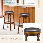 Costway Lot de 4 tabourets de bar pivotants 73,6 cm en cuir rembourré pour salle à manger, cuisine, pub, sans dossier