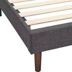 Lit plateforme tapissé BIKAHOM avec tête de lit capitonnée carrée, Queen, gris foncé