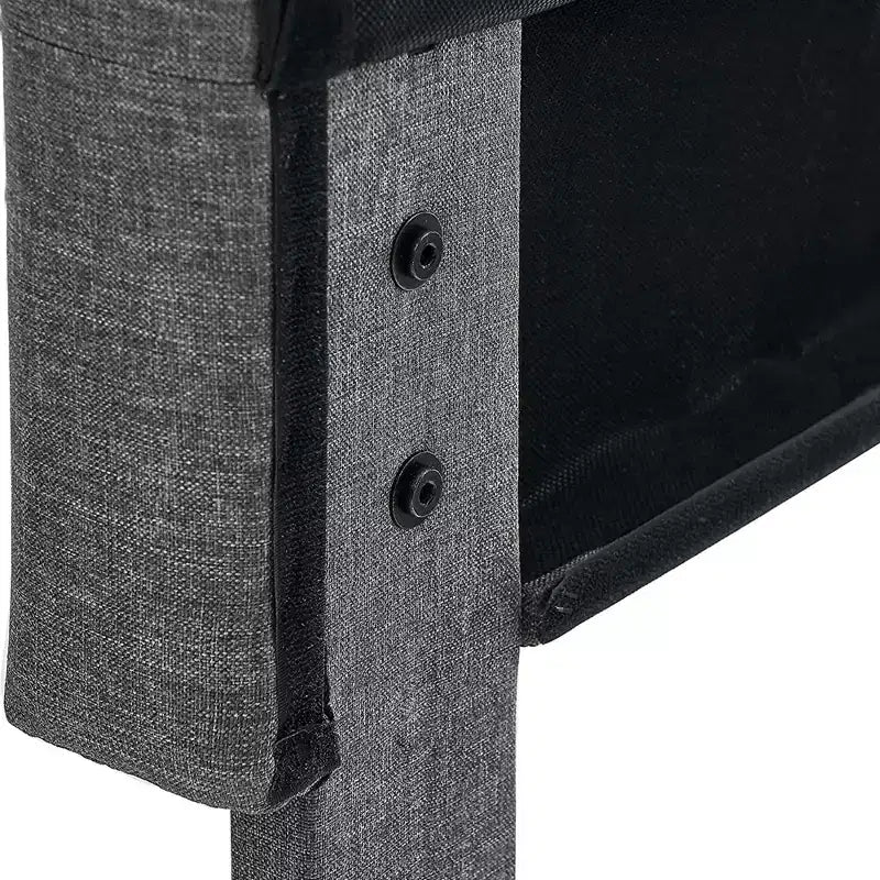 Lit plateforme tapissé BIKAHOM avec tête de lit capitonnée carrée, Queen, gris foncé