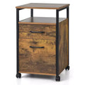 Costway Mobile File Cabinet 2 Drawer Printer Stand w/Open Shelf for Letter Size