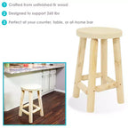 Tabouret de comptoir rond en bois non fini Sunnydaze - Bois de sapin - 24