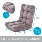 BirdRock Home Fauteuil de sol réglable 14 positions en mousse à mémoire de forme - Gris