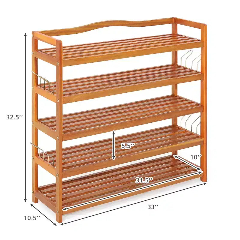 Costway Étagère à Chaussures 5 Niveaux en Bois Meuble de Rangement Chaussures Robuste Grande Capacité