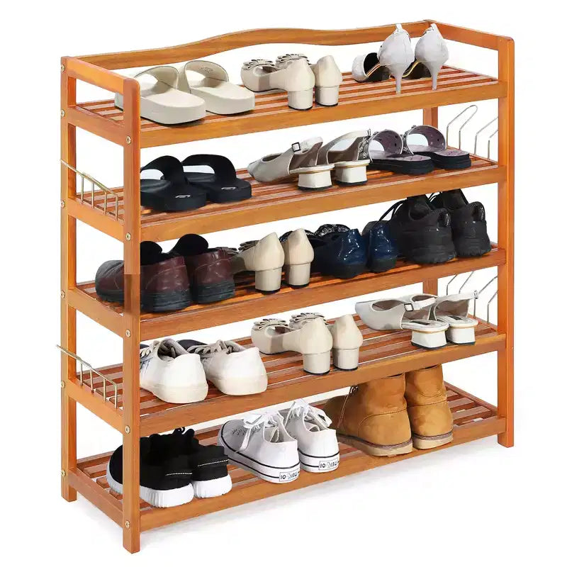 Costway Étagère à Chaussures 5 Niveaux en Bois Meuble de Rangement Chaussures Robuste Grande Capacité