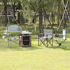 Table de camping pliante Costway, support de barbecue extérieur portable avec sac et pare-brise
