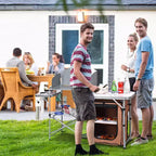Table de camping pliante Costway, support de barbecue extérieur portable avec sac et pare-brise
