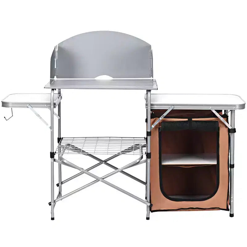 Table de camping pliante Costway, support de barbecue extérieur portable avec sac et pare-brise