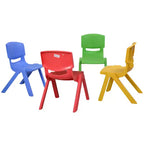 Costway Lot de 4 chaises en plastique pour enfants, empilables, meubles de jeu et d'apprentissage colorés