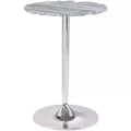 Coast to Coast Accents Polly Modern Cast Aluminum Round Accent Table 18 Silver Gray Lacey Pattern Stone Marble Tabletop for Living Room Bedroom House