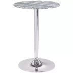 Coast to Coast Accents Polly Modern Cast Aluminum Round Accent Table 18 Silver Gray Lacey Pattern Stone Marble Tabletop for Living Room Bedroom House