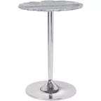Coast to Coast Accents Polly Table d'appoint ronde moderne en fonte d'aluminium 18 gris argenté motif dentelle plateau en marbre pour salon chambre maison