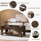 Table basse moderne Yaheetech Vintage avec plateau relevable, compartiment caché et rangement pour la maison, le salon, la salle de réception, le bureau