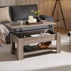 Table basse moderne Yaheetech Vintage avec plateau relevable, compartiment caché et rangement pour la maison, le salon, la salle de réception, le bureau