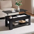 Table basse moderne Yaheetech Vintage avec plateau relevable, compartiment caché et rangement pour la maison, le salon, la salle de réception, le bureau