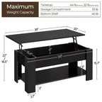 Table basse moderne Yaheetech Vintage avec plateau relevable, compartiment caché et rangement pour la maison, le salon, la salle de réception, le bureau