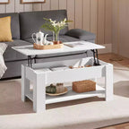 Table basse moderne Yaheetech Vintage avec plateau relevable, compartiment caché et rangement pour la maison, le salon, la salle de réception, le bureau