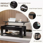 Table basse moderne Yaheetech Vintage avec plateau relevable, compartiment caché et rangement pour la maison, le salon, la salle de réception, le bureau