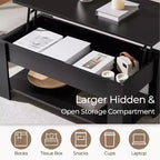 Table basse moderne Yaheetech Vintage avec plateau relevable, compartiment caché et rangement pour la maison, le salon, la salle de réception, le bureau