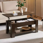 Table basse moderne Yaheetech Vintage avec plateau relevable, compartiment caché et rangement pour la maison, le salon, la salle de réception, le bureau