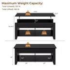 Table basse Yaheetech relevable avec compartiment caché et 2 étagères ouvertes pour salon