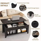 Table basse Yaheetech relevable avec compartiment caché et 2 étagères ouvertes pour salon