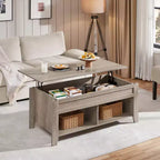 Table basse Yaheetech relevable avec compartiment caché et 2 étagères ouvertes pour salon