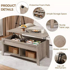 Table basse Yaheetech relevable avec compartiment caché et 2 étagères ouvertes pour salon