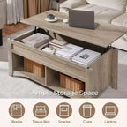 Table basse Yaheetech relevable avec compartiment caché et 2 étagères ouvertes pour salon